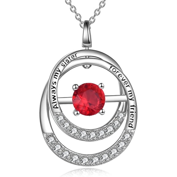 WINNICACA S925 Sterling Silver Sister Necklaces January Birthstone Garnet Necklace Last Forever Friendship Jewelry Birthday Anniversary Mothers Valentines Day Gifts for Women