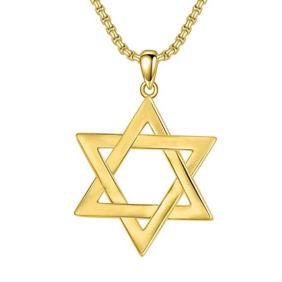 WINNICACA S925 Sterling Silver Star of David Necklace Jewish Gold Plated Hexagram Pendant Israel Jewelry Birthday Anniversary Fathers Day Valentines Day Gifts for Men