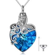 WINNICACA Sterling Silver Butterfly Urn Pendant Necklace with Crystal Birthday Anniversary Mothers Day Gifts for Women