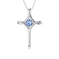 thumbnail image 1 of WINNICACA Sterling Silver Faith Cross Crucifix Aquamarine Necklace March Birthstone Religious Jewelry Birthday Anniversary Mothers Valentines Day Gifts for Women, 1 of 8