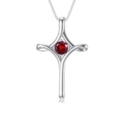 WINNICACA S925 Sterling Silver Faith Cross Garnet Necklace January Birthstone Crucifix Pendant Religious Jewelry Birthday Anniversary Mothers Valentines Day Gifts for Women