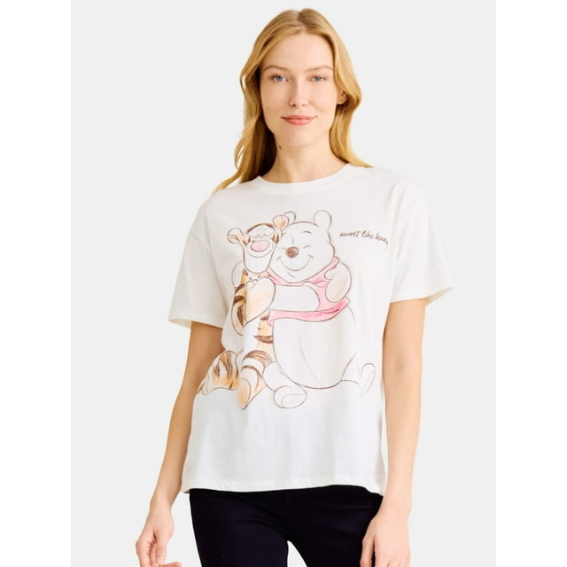 Babyhug Disney Knit Full Sleeves Winnie The Pooh Graphic T-Shirt Terry Dungaree Set & Applique Detailing Dungaree - Red main image 0