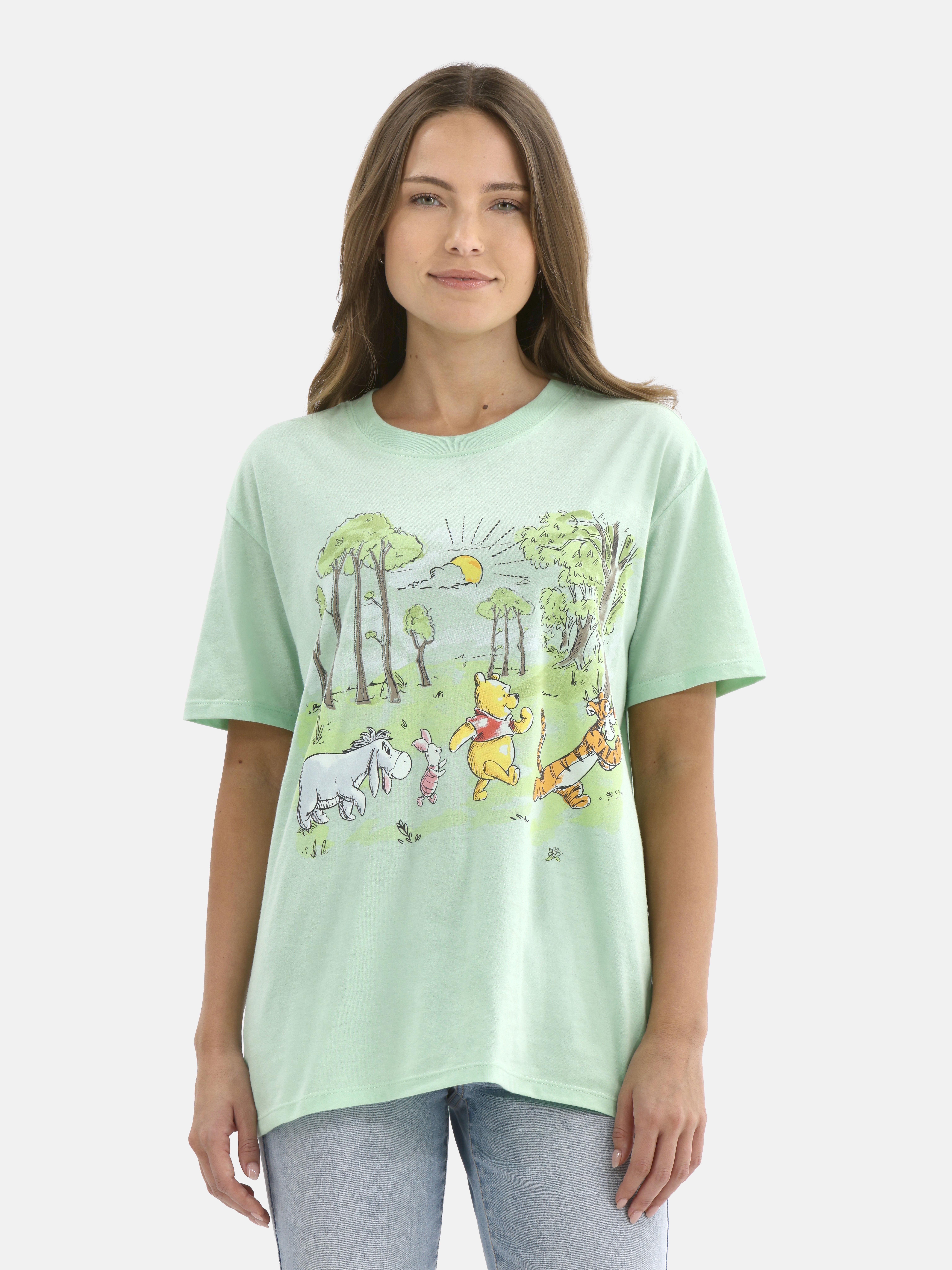 Disney Women’s Winnie the Pooh Graphic T-Shirt with Short Sleeves, Sizes XXS-2XL