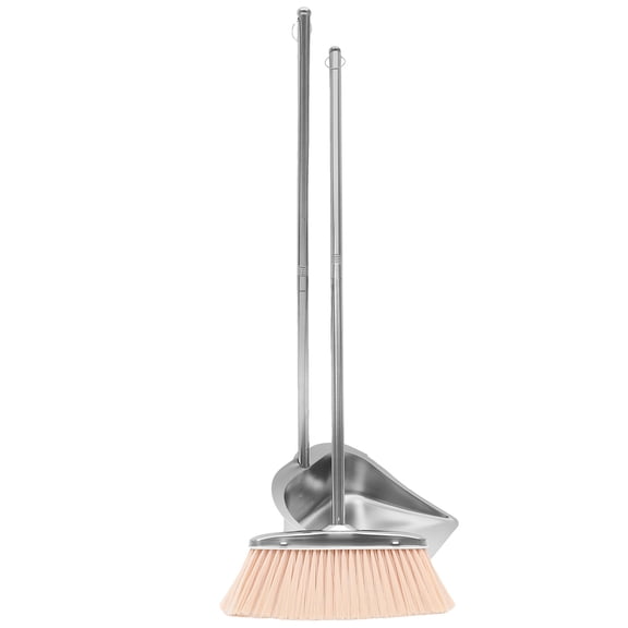 LEORX 1Set Indoor and Outdoor Broom and Dustpan Set Silver Lightweight