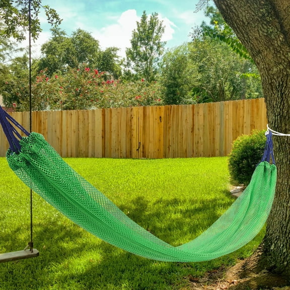 LEORX 1Set Lightweight Mesh Hammock Chair with Sturdy Ropes for Camping Travel Use Green