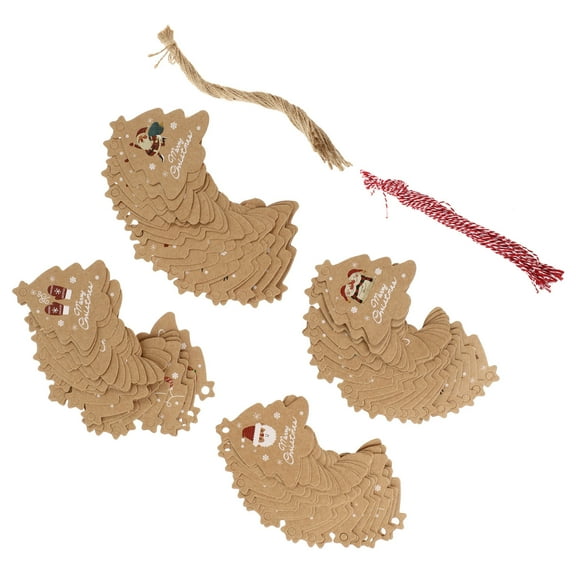 LEORX Khaki Kraft Paper Decorative Hanging Tags with Hemp Rope for Christmas Decor 1 Set