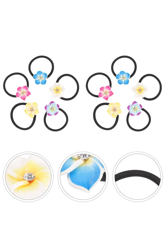 Hawaiian Flower Hair Tie Soft Clay 10pcs