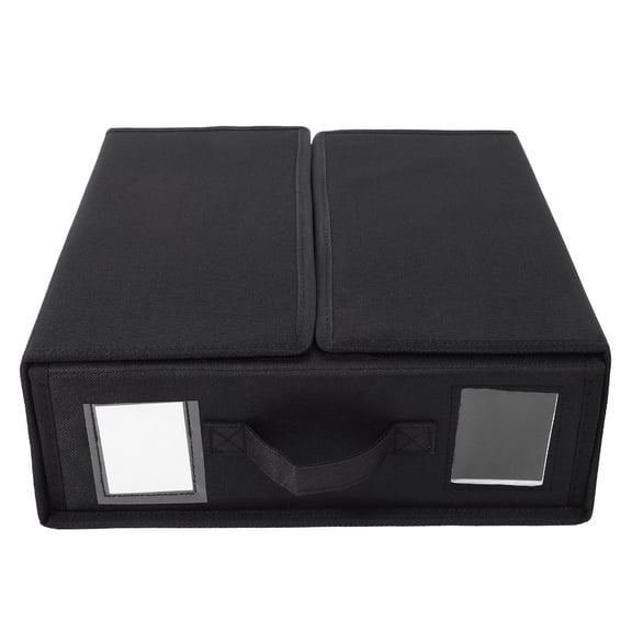 LEORX Black Foldable Bed Sheet Organizer with Handle and Secure Zipper Closure for Closet and Blanket Storage