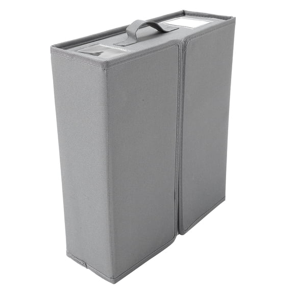 LEORX Grey Folding Bedding Organizer Box for Sheets and Blankets with Easy Pull Handles