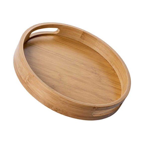 WINOMO 1Pc Round Serving Tray for Snack Trays in Rustic Design Khaki 9.8X9.8X1.6In