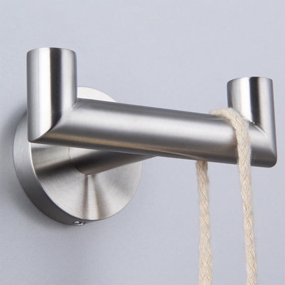 WINOMO 1Pcs Double Towel Hook Round Silver 9.8x5.8x4.7in Stainless Steel for Bathroom Use