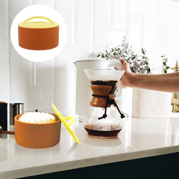 LEORX Silicone Coffee Filter Holder Box with Dust Proof Lid for 8 to 12 Cup Filters Coffee Bar Storage