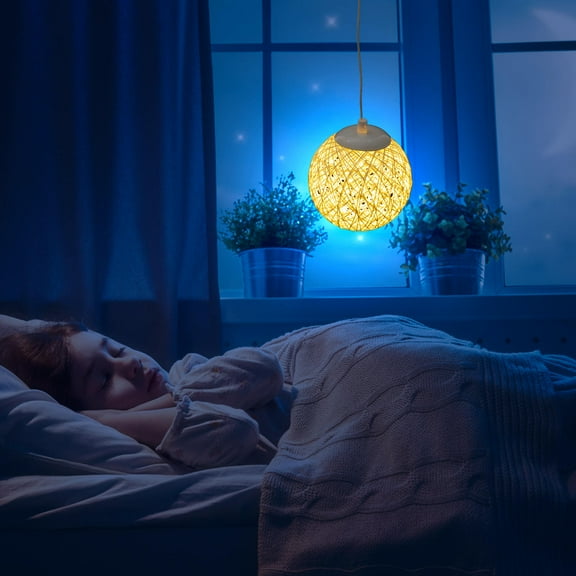 LEORX rustic desk lamp Ball Lamp Rattan Warm Light Room Decor 1Pcs