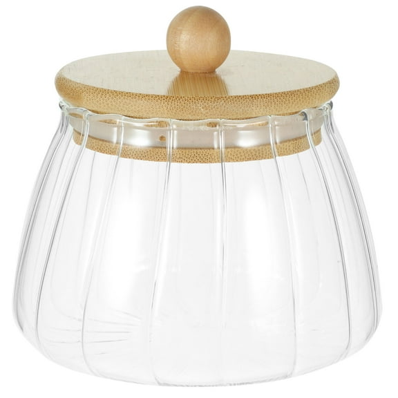 WINOMO Glass Food Storage Can Wide Mouth Bamboo 1Set