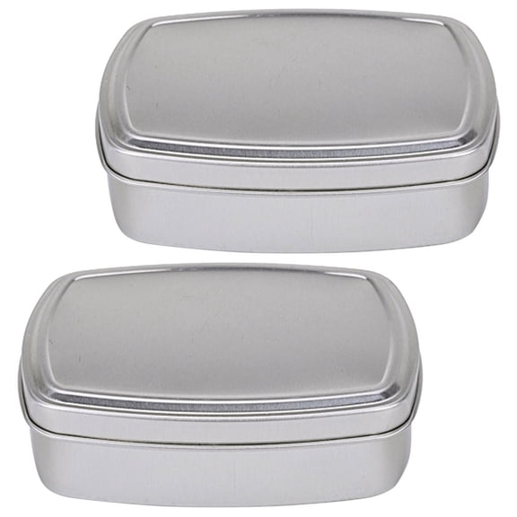 LEORX 2Pcs Durable Silver Aluminum Storage Box for Soap Earphone and Cream Organizer