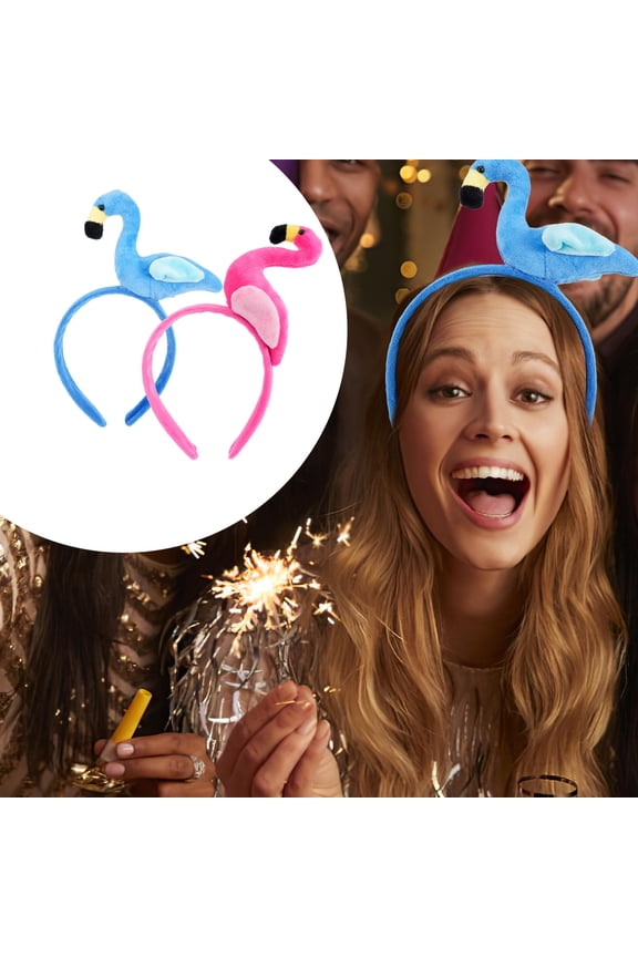 Flamingo Headband Assorted Color Cloth Plastic Photo Prop 2Pcs