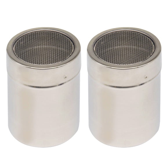 WINOMO Stainless Steel Seasoning Condiment Jars Spice Shaker Jars Silver 2Set 3.5x2.7in