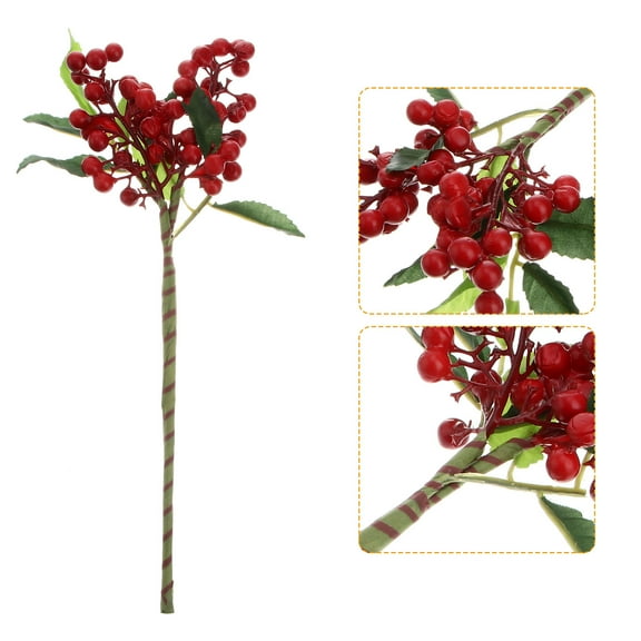 LEORX 2Pcs Christmas Berry Decor Artificial Red Berry Branches for Home and Party