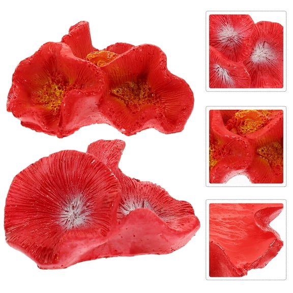 LEORX 2Pcs Red Floating Aquarium Plants Resin Craft Fish and Shrimp Shelter Hideout Ornament
