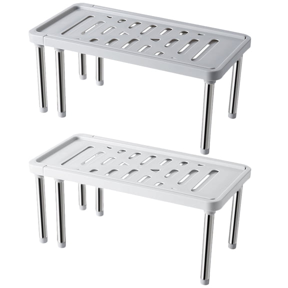 LEORX 2Pcs Kitchen Seasoning Rack with Guardrail Sturdy PP Stainless Steel Organizer