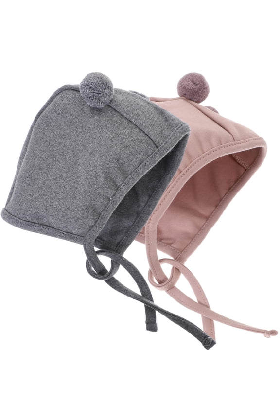 Newborn Infant Hat Cotton Gray 2Pcs