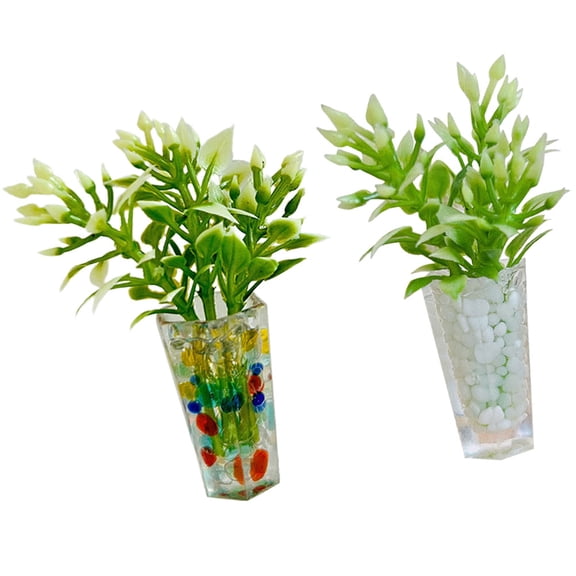 LEORX 2Pcs Tiny Bonsai Plant Pot Transparent Decor for Small Space Display