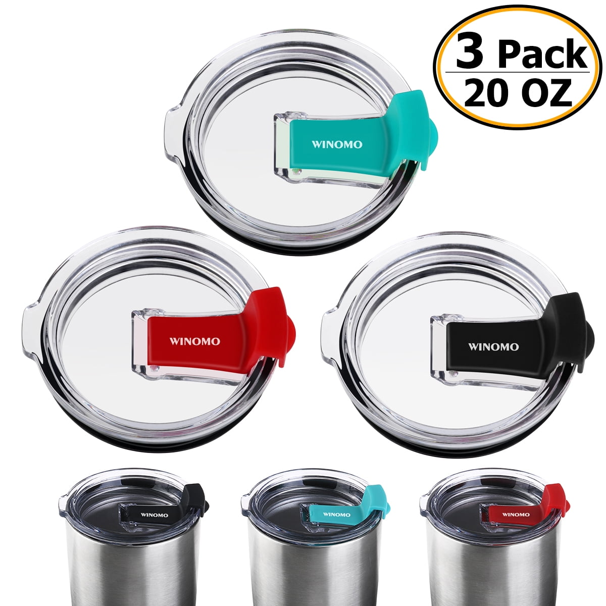 WINOMO 3pcs 20oz Tumbler Lids Fits for / Ozark Trail / Rtic Spillproof Resistant Lids Covers