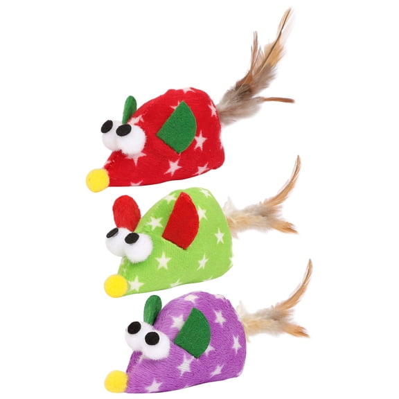 WINOMO 3pcs Cat Teasing Toys Plush Mouse Models Interactive Playthings for Kittens