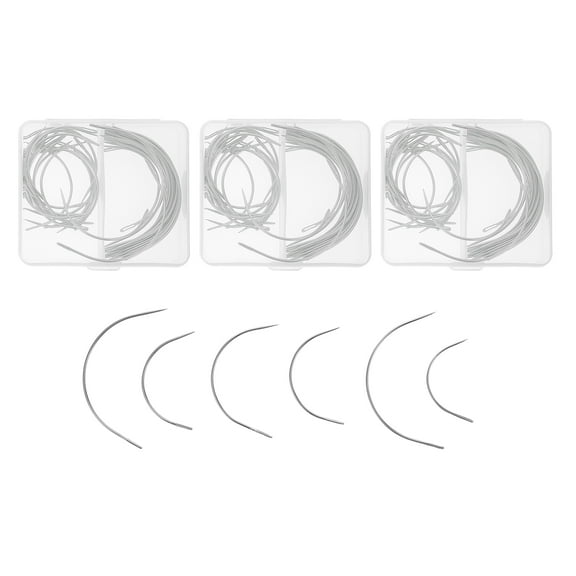 WINOMO 40 Pcs Multipurpose Sewing Needles C Type Curved Needles Silver for Hand Sewing