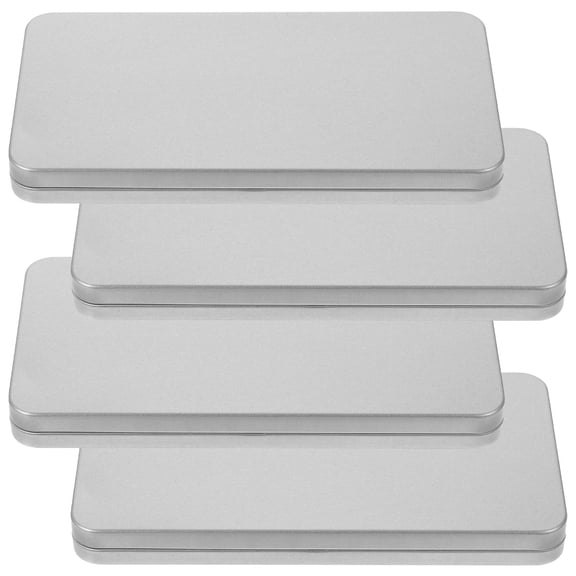 WINOMO 4Pcs Tinplate Container for Living Room Silver Rectangular