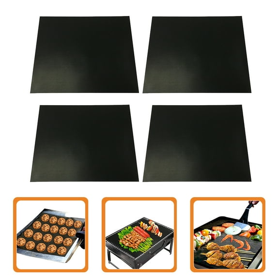 WINOMO For Barbecue BBQ Grill Mat PTFE Black 4Pcs