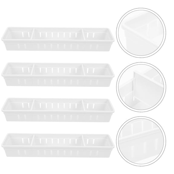 WINOMO 4Set Storage Bin White Pp For Kitchen Use And Cutlery Organization