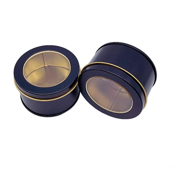 LEORX Airtight Candy Container Tea Can Black Tinplate 4Pcs with Sealed Lid