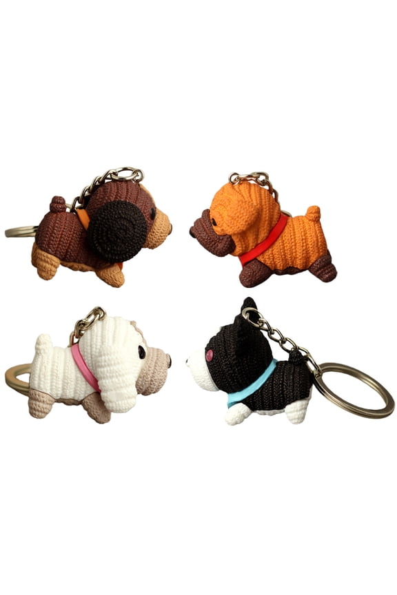 Handmade Dog Keychain PVC Black 4Pcs