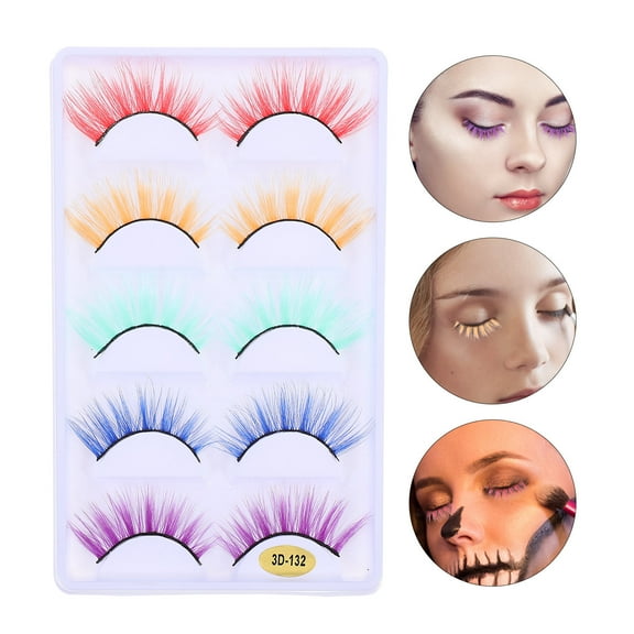LEORX 5Pairs Fake Lashes Assorted Color Lightweight Comfortable Eyelashes for Photo Shoot