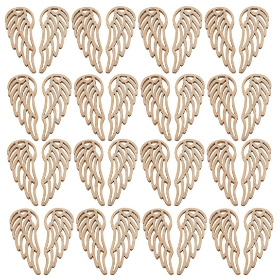WINOMO 50pcs Wing Decoration Wood Angel Wings Cutouts Light Brown DIY Projects for Artists Christmas Decorations