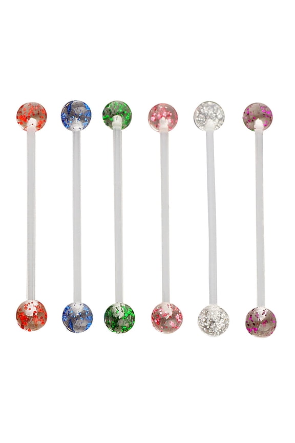 6 Pcs Plastic Tongue Bars Colorful Body Jewelry for Women with Ear Piercing Features