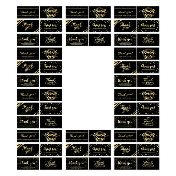 LEORX 60Pcs Black T You Cards Blank Back Premium Paper Elegant Business Notes