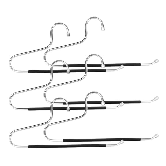 LEORX 6Pcs Stainless Steel Pants Hanger Closet Organizer for Jeans Scarves Towels