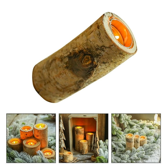 LEORX Pastoral Birch Wood Candlestick Tealight Holder Assorted Colors for Tabletop Decoration