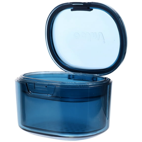 WINOMO Blue PC Material Denture Care holder with Breathable Design Great for Storage and Travel Use 4.5x3.2x1.8 Inches