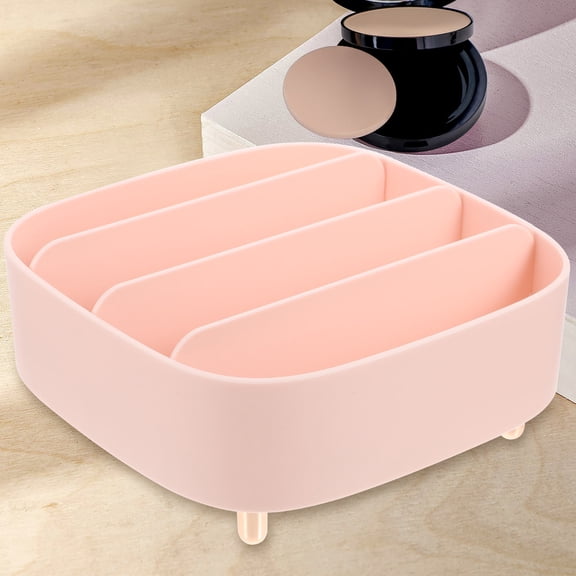 LEORX Pink PP Makeup Organizer with Removable Compartments for Neat Storage