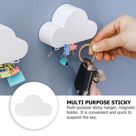 HIORUOITO 2Pcs White Sticky Wall Hooks Magnetic Household Storage Hooks for Home