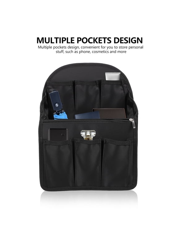 Backpack Organizer Insert Nylon Black for Home Multiple Pockets 1Pc