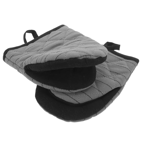 LEORX 1Pair Grey Cotton Oven Mitts Heat Insulated Gloves for Cooking Baking and Serving