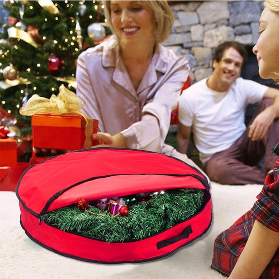 WINOMO Red 11.8x24x7Inch Rectangular Pouch for Wreath and Garland Decorations Storage