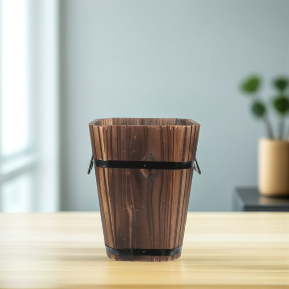 LEORX 1Pack Flower Pot Bucket Light Brown Bark Flower Pot for Indoor Succulent Use