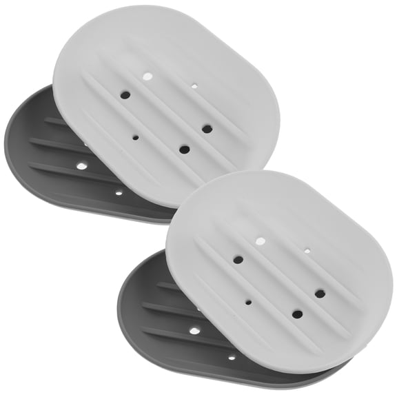 LEORX 4Pcs Silicone Bar Soap Holder with Self Draining Waterfall Design for Shower