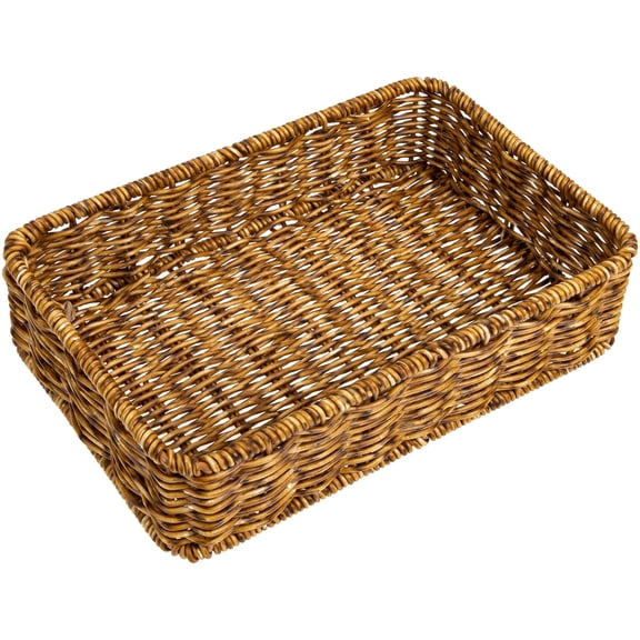 LEORX Coffee Plastic Woven Storage Basket for Kitchen Utensil Organization and Condiment Jar 9.84x6.3x5.12 Inches