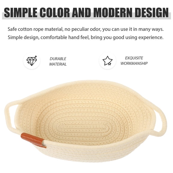 WINOMO Small Woven Storage Basket Foldable Beige for Indoor Use 1Set